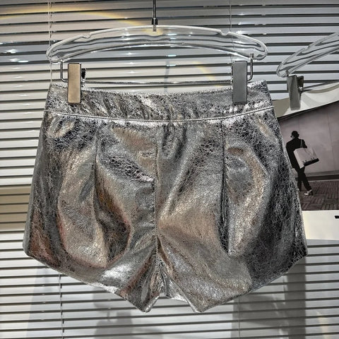 New Trend Shiny Plaid High Waist Loose Wide Leg Hot Party Short CODE: KAR2776