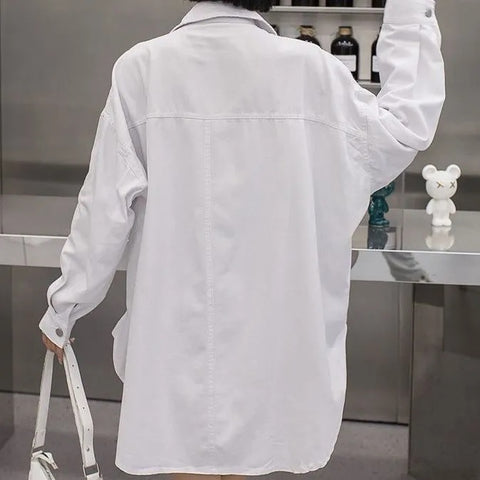 New Autumn Fashion Letter Label Loose Shirt CODE: KAR2777