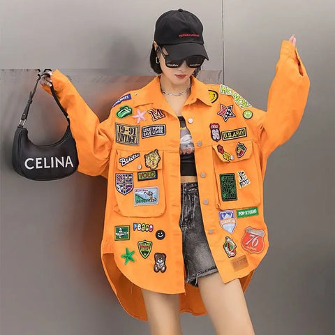 New Autumn Fashion Letter Label Loose Shirt CODE: KAR2777