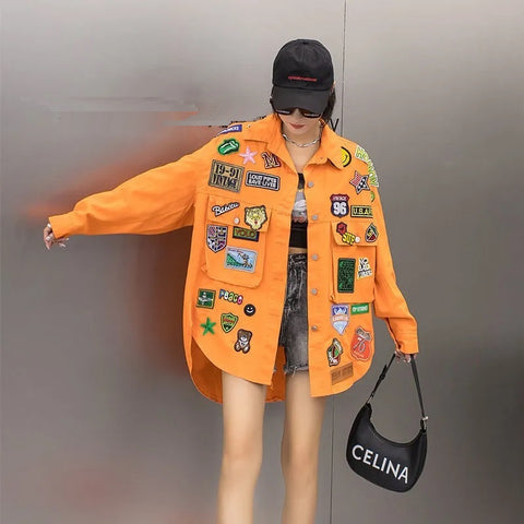 New Autumn Fashion Letter Label Loose Shirt CODE: KAR2777