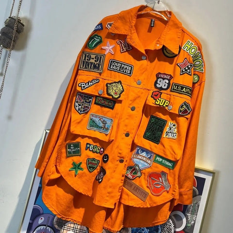 New Autumn Fashion Letter Label Loose Shirt CODE: KAR2777