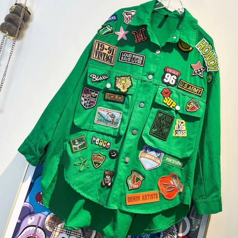 New Autumn Fashion Letter Label Loose Shirt CODE: KAR2777