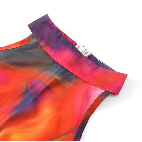 Summer New Printed Halter Sleeveless Crop Top High Waist Long Dress CODE: KAR2780