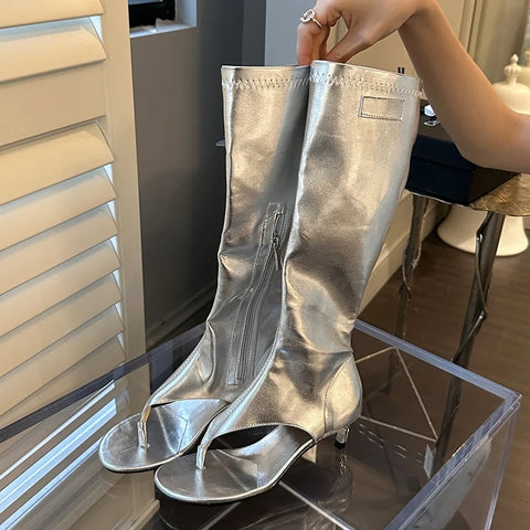 New Fashion Zippers Pumps Peep Toe Knee High Heel Boot CODE: KAR2789