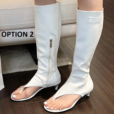 New Fashion Zippers Pumps Peep Toe Knee High Heel Boot CODE: KAR2789