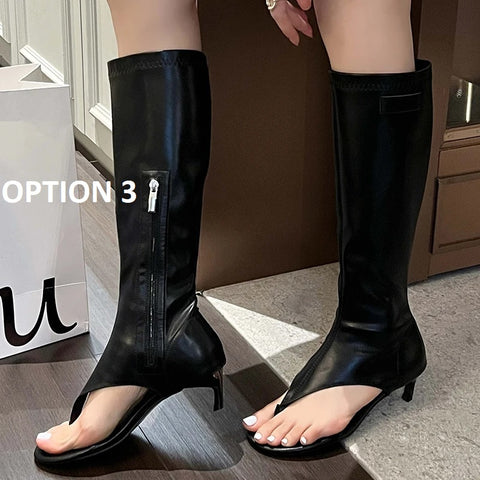 New Fashion Zippers Pumps Peep Toe Knee High Heel Boot CODE: KAR2789