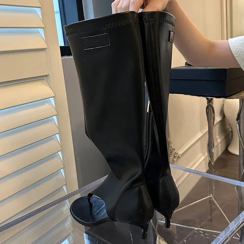 New Fashion Zippers Pumps Peep Toe Knee High Heel Boot CODE: KAR2789