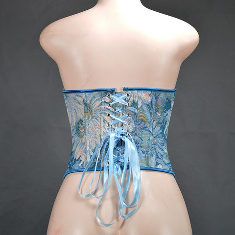 New Monet Oil Painting Style Spice Girl Fish Bone Buckle Short Bustier Corset CODE: KAR2793