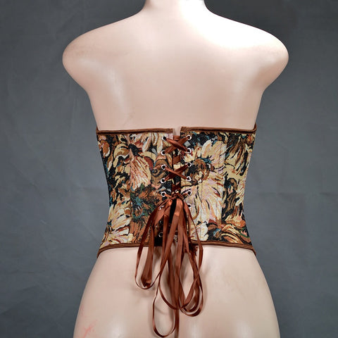 New Monet Oil Painting Style Spice Girl Fish Bone Buckle Short Bustier Corset CODE: KAR2793