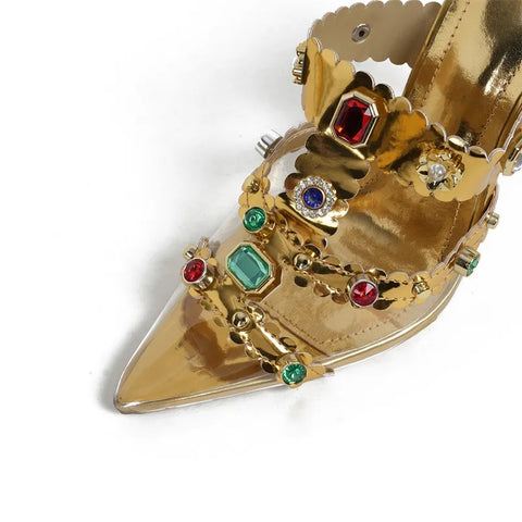 New Crystal Rhinestone PVC Transparent Mules High Heel CODE: KAR2794