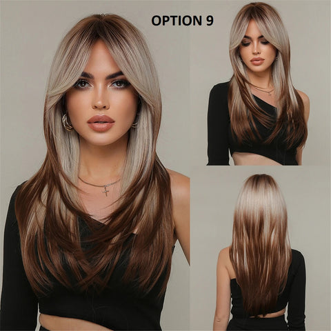 Long Straight Layered Hair Natural Synthetic Heat Resistant Wig CODE: KAR2796