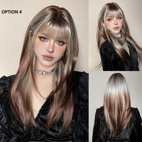 Long Straight Layered Hair Natural Synthetic Heat Resistant Wig CODE: KAR2796