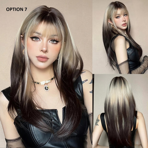 Long Straight Layered Hair Natural Synthetic Heat Resistant Wig CODE: KAR2796