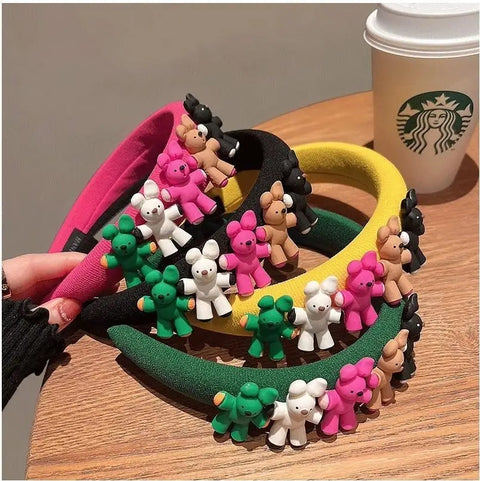 Candycat 4 Styles Colorful Sponge Bear Plush Hairbands CODE: KAR2798