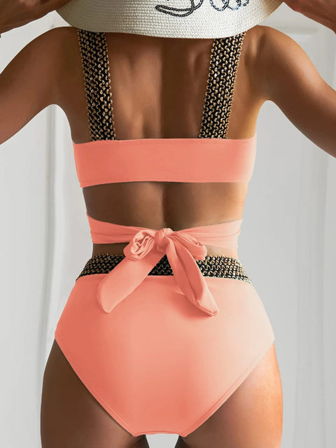 New Sexy Cross High Waist Bikini Set Push Up Swimwear CODE: KAR2802