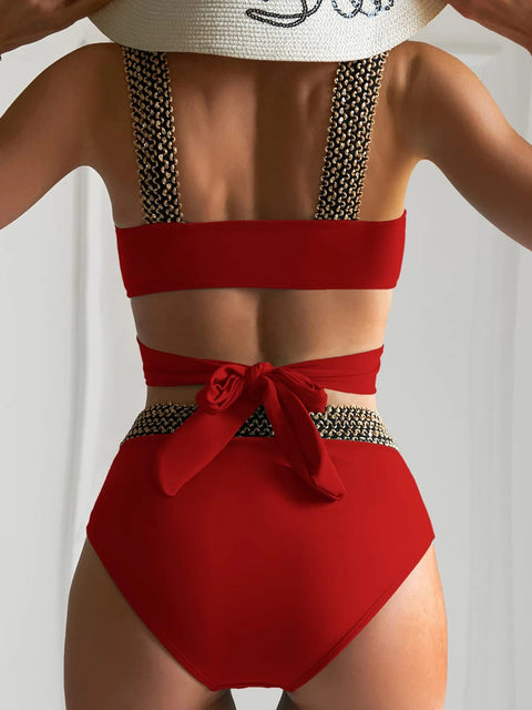 New Sexy Cross High Waist Bikini Set Push Up Swimwear CODE: KAR2802