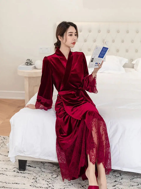 New Sexy Long Sleeve Lace Robe Kimono Pajamas Sleepwear CODE: KAR2805