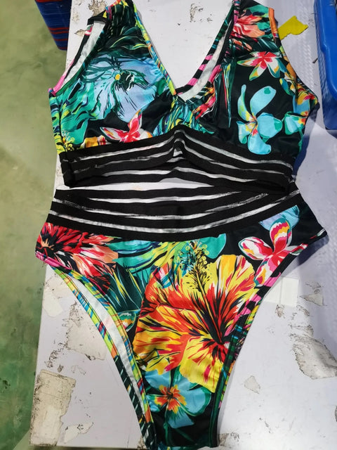 New mid Waisted Hawaii Print Bikini Set Swimsuit CODE: KAR2809