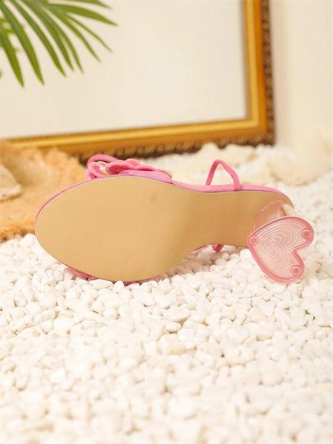 Sexy Pink Ankle Strap Butterfly Open Toe Transparent Strange Heel Sandal CODE: KAR2813