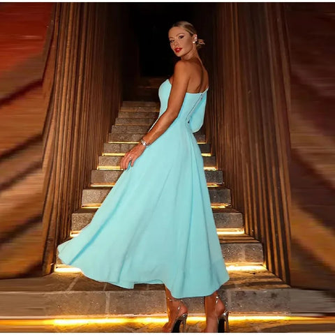 Summer Big 3D Flower One-shoulder Sexy Waist Hollow Out Midi Dress CODE: KAR2816