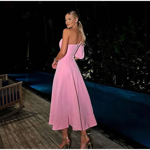 Summer Big 3D Flower One-shoulder Sexy Waist Hollow Out Midi Dress CODE: KAR2816