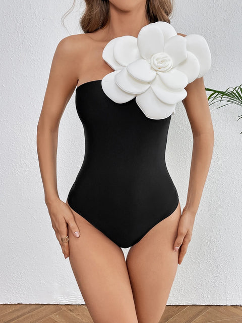 New 3D Flower One Piece Swimwear with Skirt CODE: KAR2818