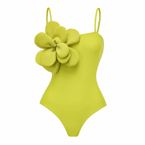 New 3D Flower One Piece Swimwear with Skirt CODE: KAR2818