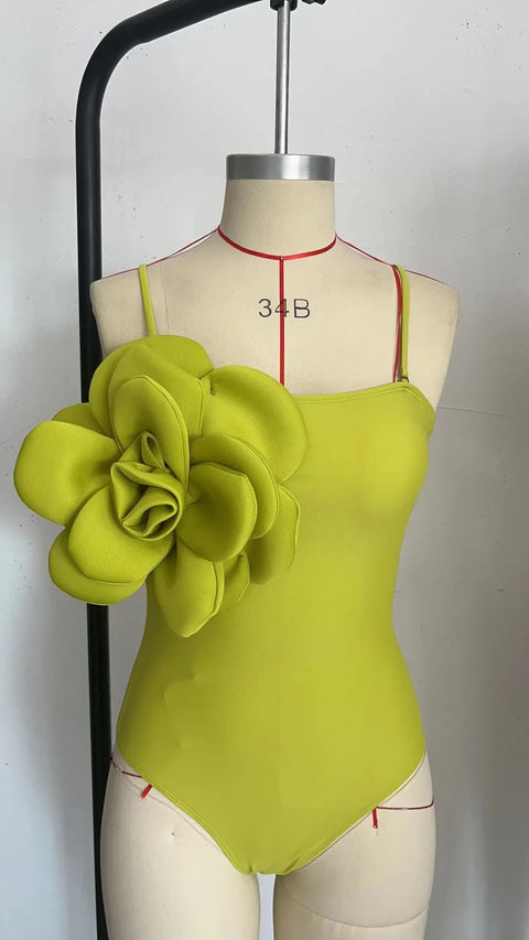 New 3D Flower One Piece Swimwear with Skirt CODE: KAR2818