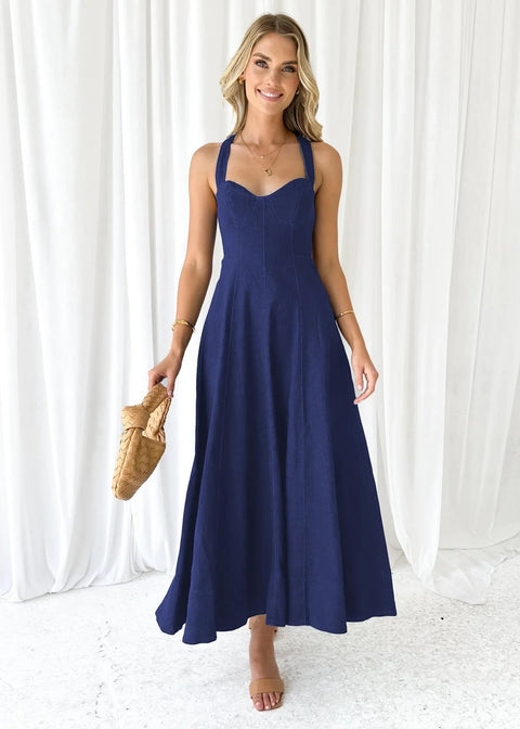 A Hollow Out Backless Solid V-Neck Lace Up Slim Fit Spaghetti Strap Sexy Dress CODE: KAR2822