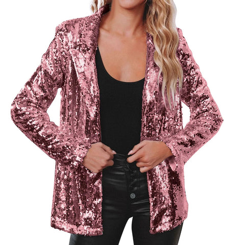 New Shinny Sequins Casual Long Sleeve Glitter Blazer CODE: KAR2833