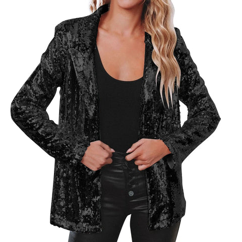 New Shinny Sequins Casual Long Sleeve Glitter Blazer CODE: KAR2833