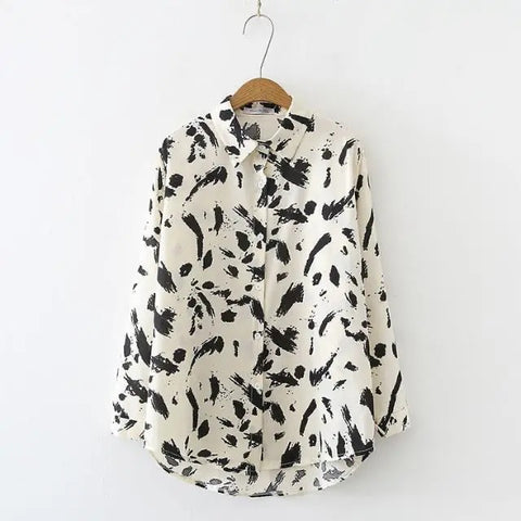 Vintage Elegant Fashion Long Sleeve Loose Casual Leopard Print Shirt CODE: KAR2840