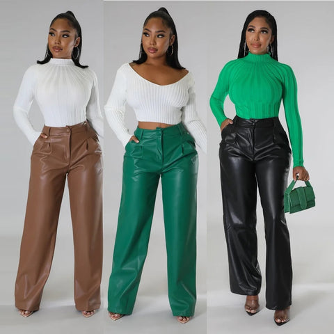 Simple Casual Sweet High-end High Waist Long Wide Leg Pant CODE: KAR2841