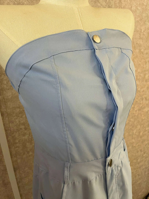 Autumn Fashion Strapless Button Front Ruched Cargo Jumpsuit CODE: KAR2843