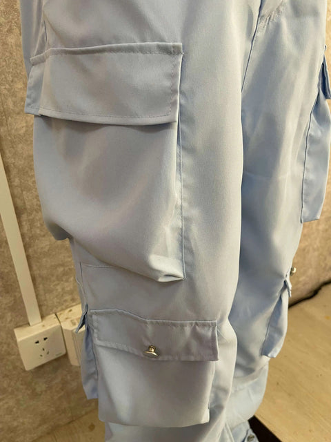 Autumn Fashion Strapless Button Front Ruched Cargo Jumpsuit CODE: KAR2843