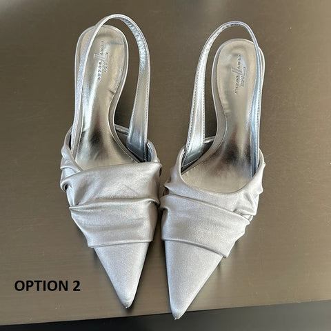 Luxury Fashion Pleated Mules Slides Shallow Thin High Heel CODE: KAR2847
