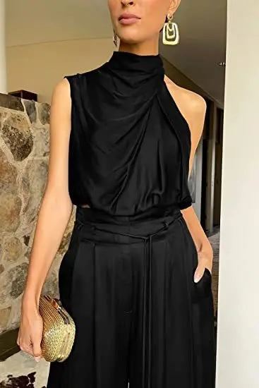 Summer Fashion Casual Sleeveless Crop Top and Wide Leg Pant 2 Piece Set CODE: KAR2850
