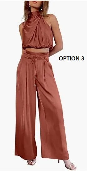 Summer Fashion Casual Sleeveless Crop Top and Wide Leg Pant 2 Piece Set CODE: KAR2850