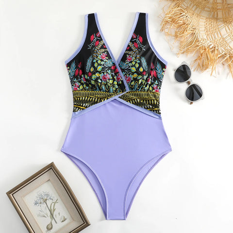Summer Printed One Piece Swimsuit With Beach Skirt Swimwear CODE: KAR2851