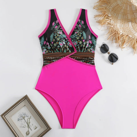 Summer Printed One Piece Swimsuit With Beach Skirt Swimwear CODE: KAR2851