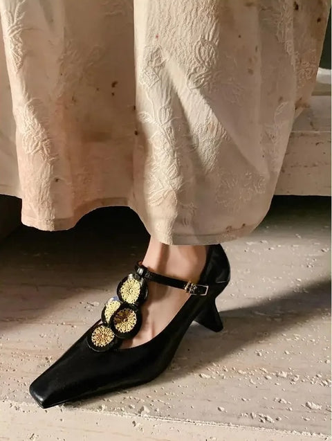 New Summer Designer Chunky Flower High Heel CODE: KAR2854