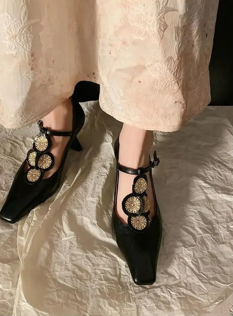 New Summer Designer Chunky Flower High Heel CODE: KAR2854