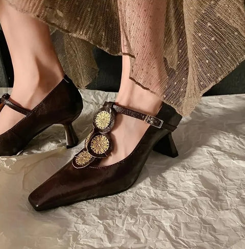 New Summer Designer Chunky Flower High Heel CODE: KAR2854