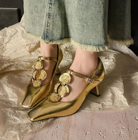 New Summer Designer Chunky Flower High Heel CODE: KAR2854