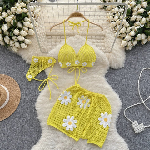 New Halter Lace Up Bow Backless Tank Top+ Split Mini Skirt Two Piece Set CODE: KAR2857