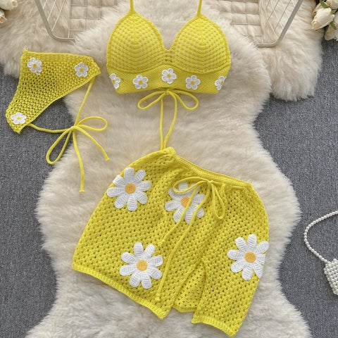 New Halter Lace Up Bow Backless Tank Top+ Split Mini Skirt Two Piece Set CODE: KAR2857