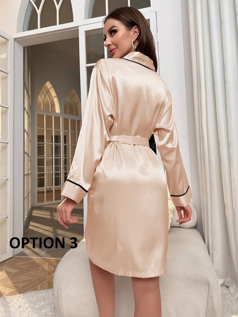 Elegant V Neck Long Sleeve Sleepwear CODE: KAR2859