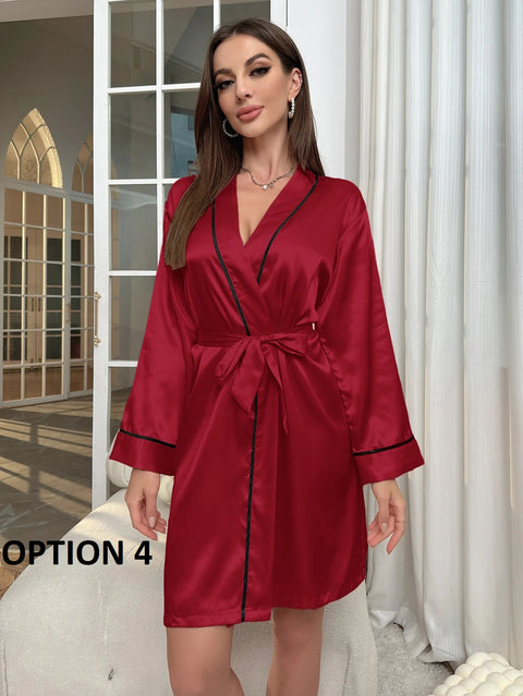 Elegant V Neck Long Sleeve Sleepwear CODE: KAR2859