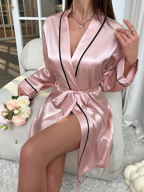 Elegant V Neck Long Sleeve Sleepwear CODE: KAR2859