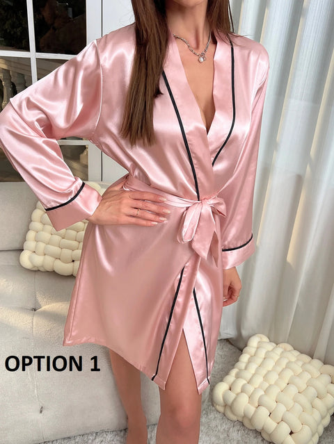 Elegant V Neck Long Sleeve Sleepwear CODE: KAR2859